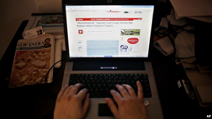 An Indian man surfs the internet inside an internet cafe in New Delhi, March 24, 2015. India's Online Freedom Advocates Hail Court Ruling on Free Speech