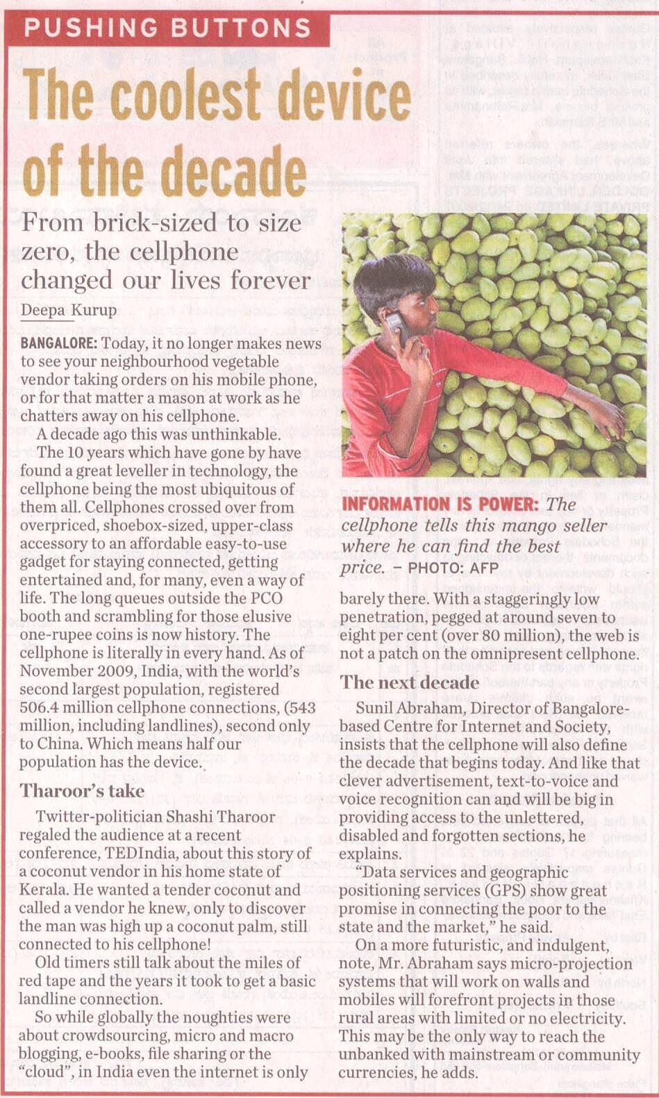 Information is Power: The cellphone tells this mango seller where he can find the best price Pushing Buttons